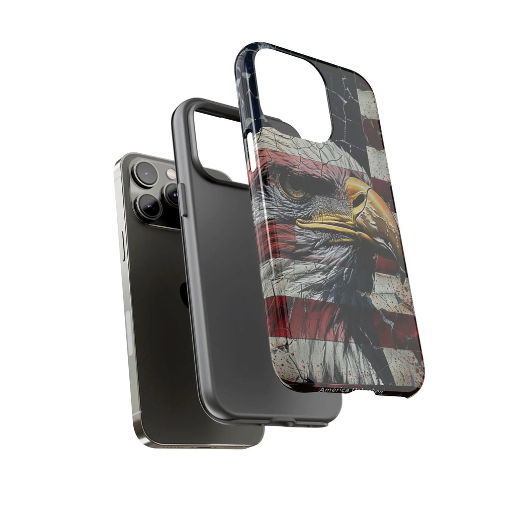 American Flag Bald Eagle phone case | Patriotic iPhone cover, cracked vintage flag design - 250 USA Celebration