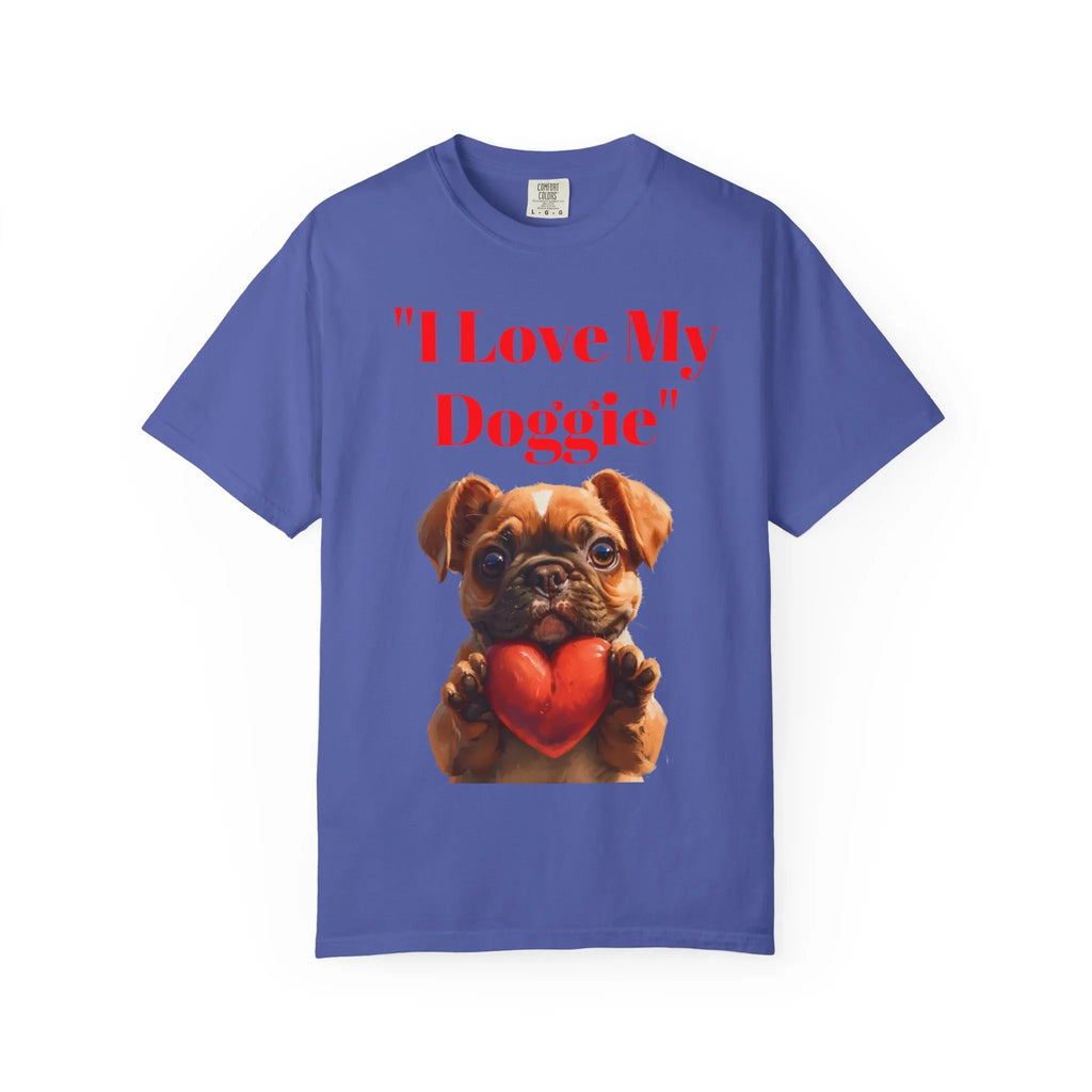 Cute French Bulldog Puppy Holding Red Heart T-shirt | Dog Lover Cartoon - 250 USA Celebration