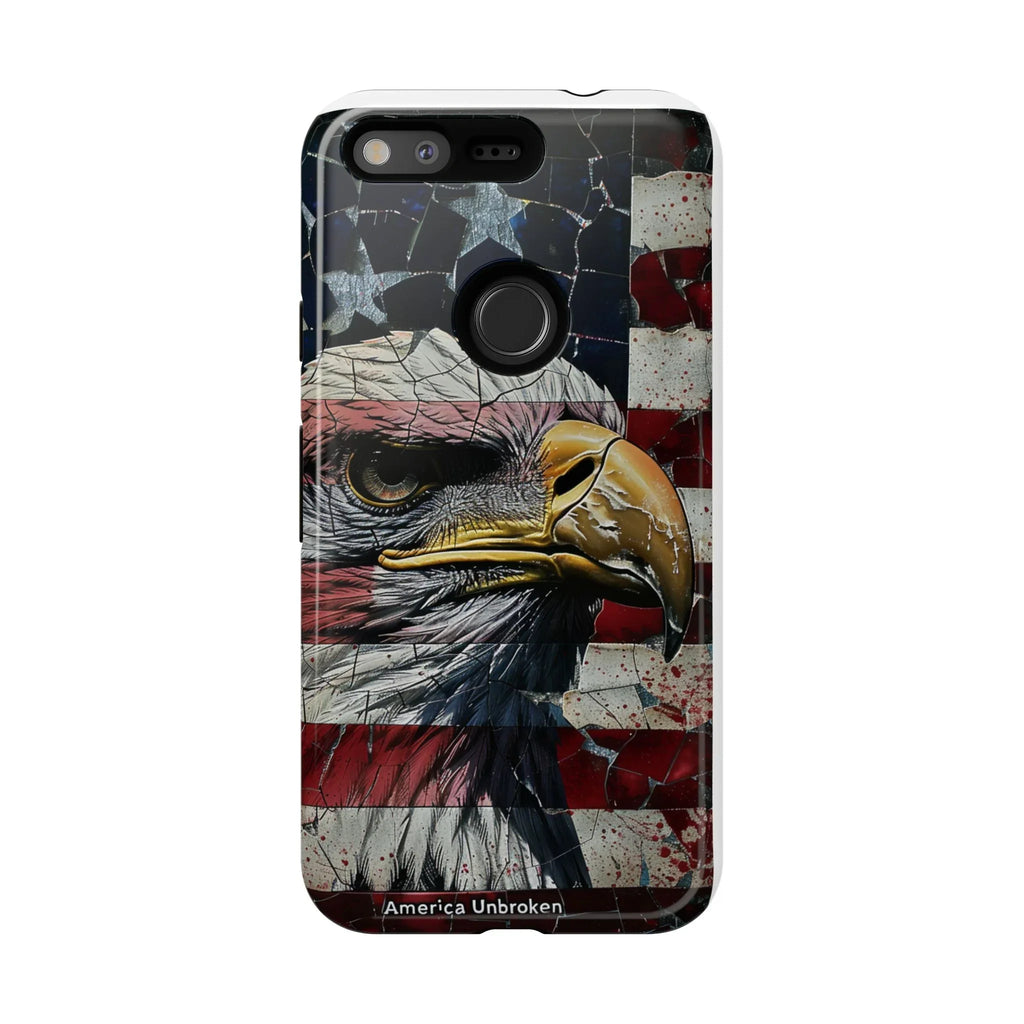 American Flag Bald Eagle phone case | Patriotic iPhone cover, cracked vintage flag design - 250 USA Celebration