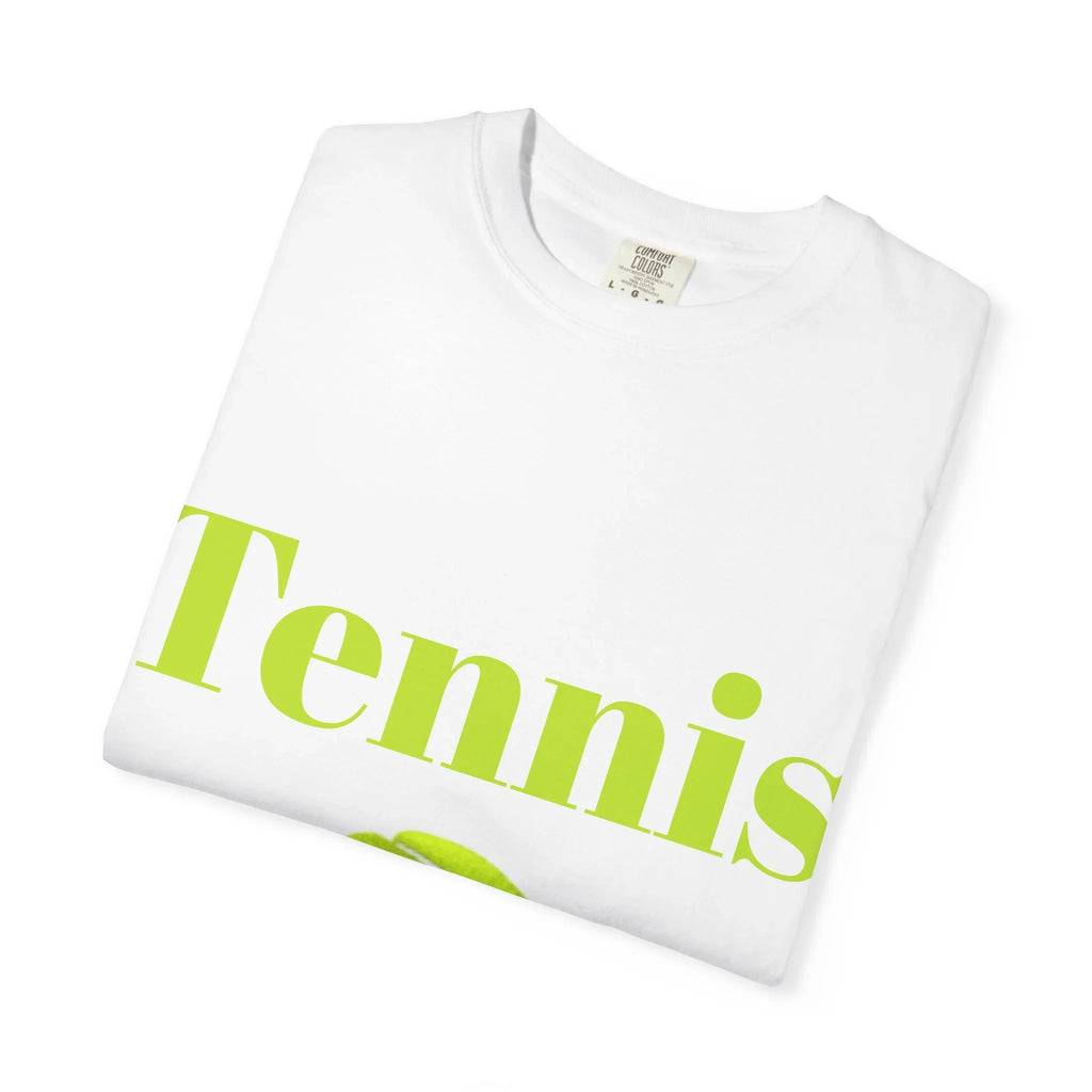 Tennis Ball Graphic Tee | Tennis Shirt, Neon Green Text - 250 USA Celebration