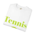 Tennis Ball Graphic Tee | Tennis Shirt, Neon Green Text - 250 USA Celebration