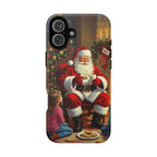 Santa Claus Storytime Tough Phone Case | Christmas holiday scene, kids and cookies - 250 USA Celebration