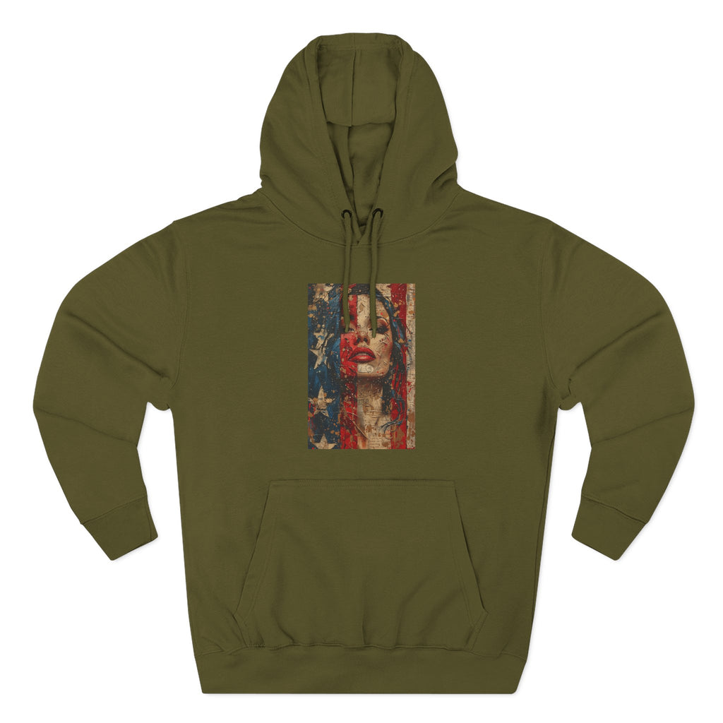 Artistic Fleece Hoodie with American Flag Design | Cozy and Trendy, Ideal for Casual Wear, Gifts, Festivals, and Seasonal Celebrations