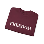 FREEDOM text Crewneck Sweatshirt | Bold Lettering, Minimalist Black Pullover - 250 USA Celebration