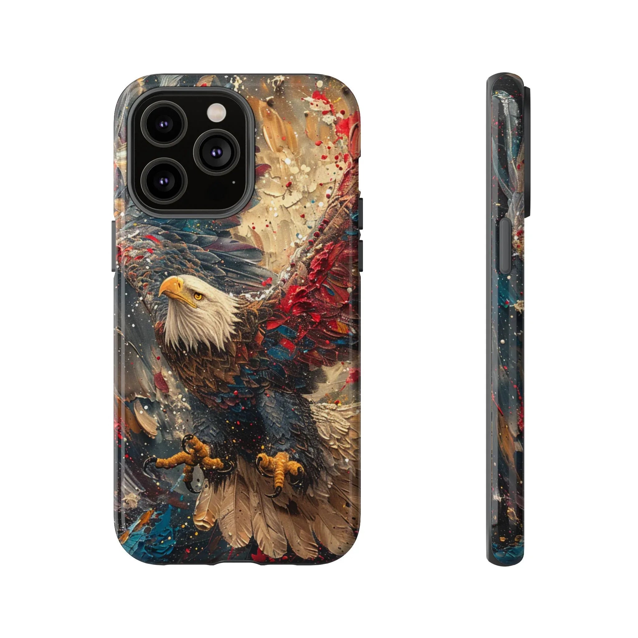 Patriotic Bald Eagle Tough Case | iPhone Phone Case, Red Blue Feather Art - 250 USA Celebration