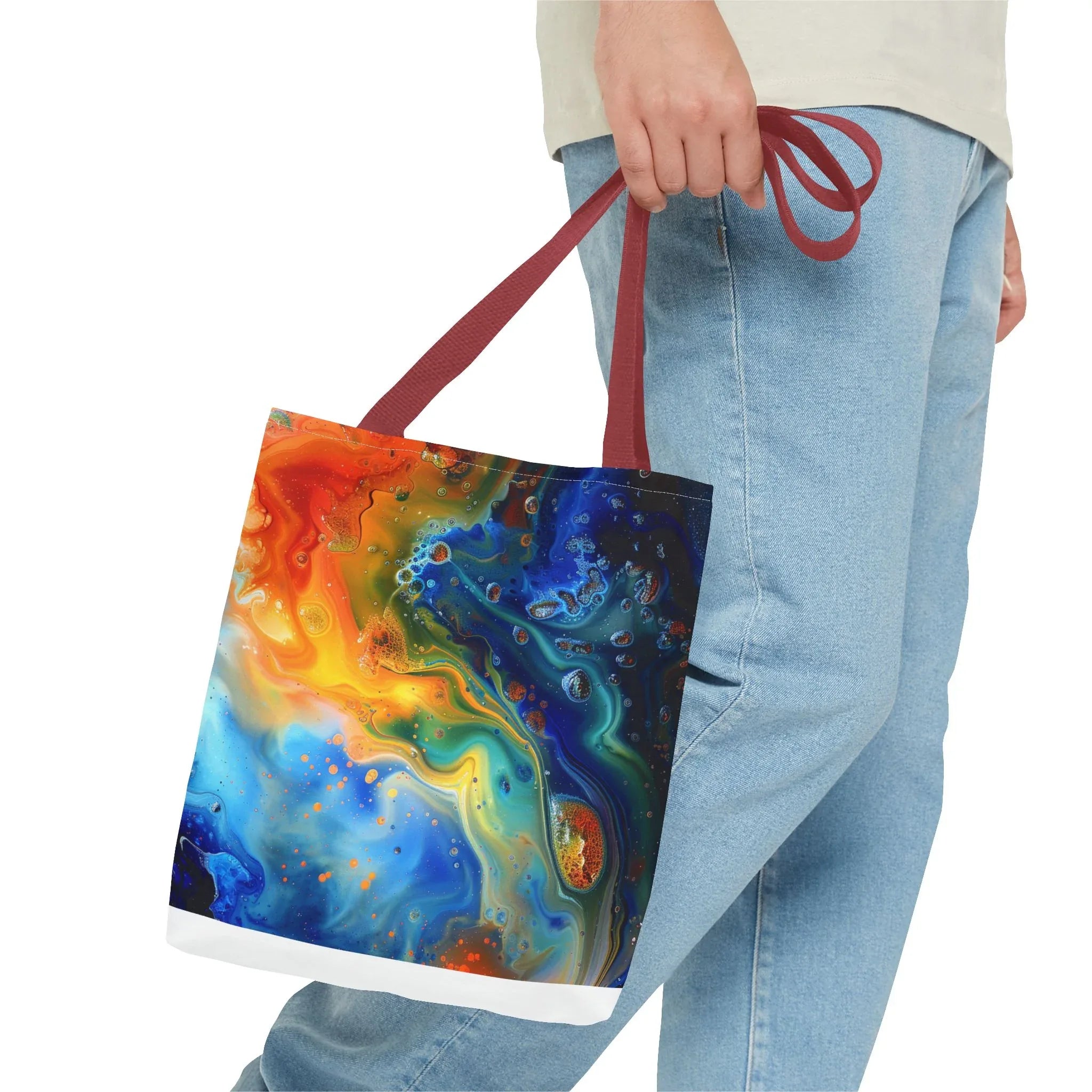 Abstract Fluid Art Tote Bag | Colorful Swirl Beach Bag - 250 USA Celebration