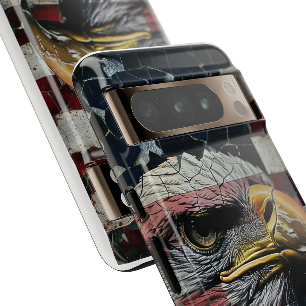 American Flag Bald Eagle phone case | Patriotic iPhone cover, cracked vintage flag design - 250 USA Celebration