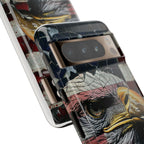 American Flag Bald Eagle phone case | Patriotic iPhone cover, cracked vintage flag design - 250 USA Celebration