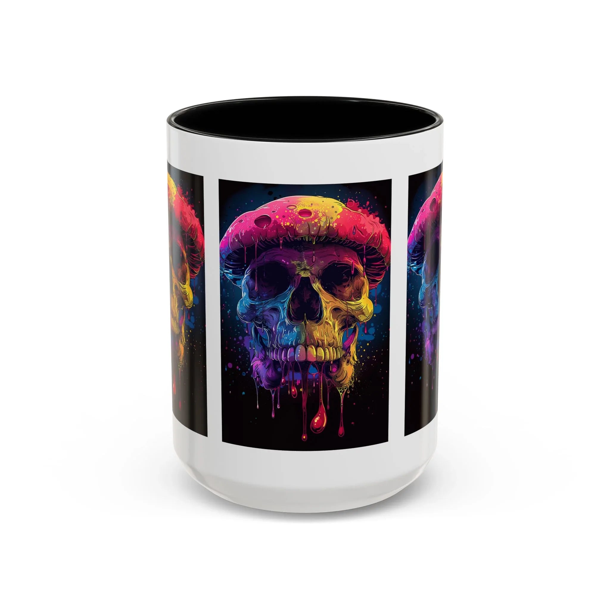Psychedelic Mushroom Skull Rainbow Drip Mug | Blacklight Reactive Coffee Mug - 250 USA Celebration