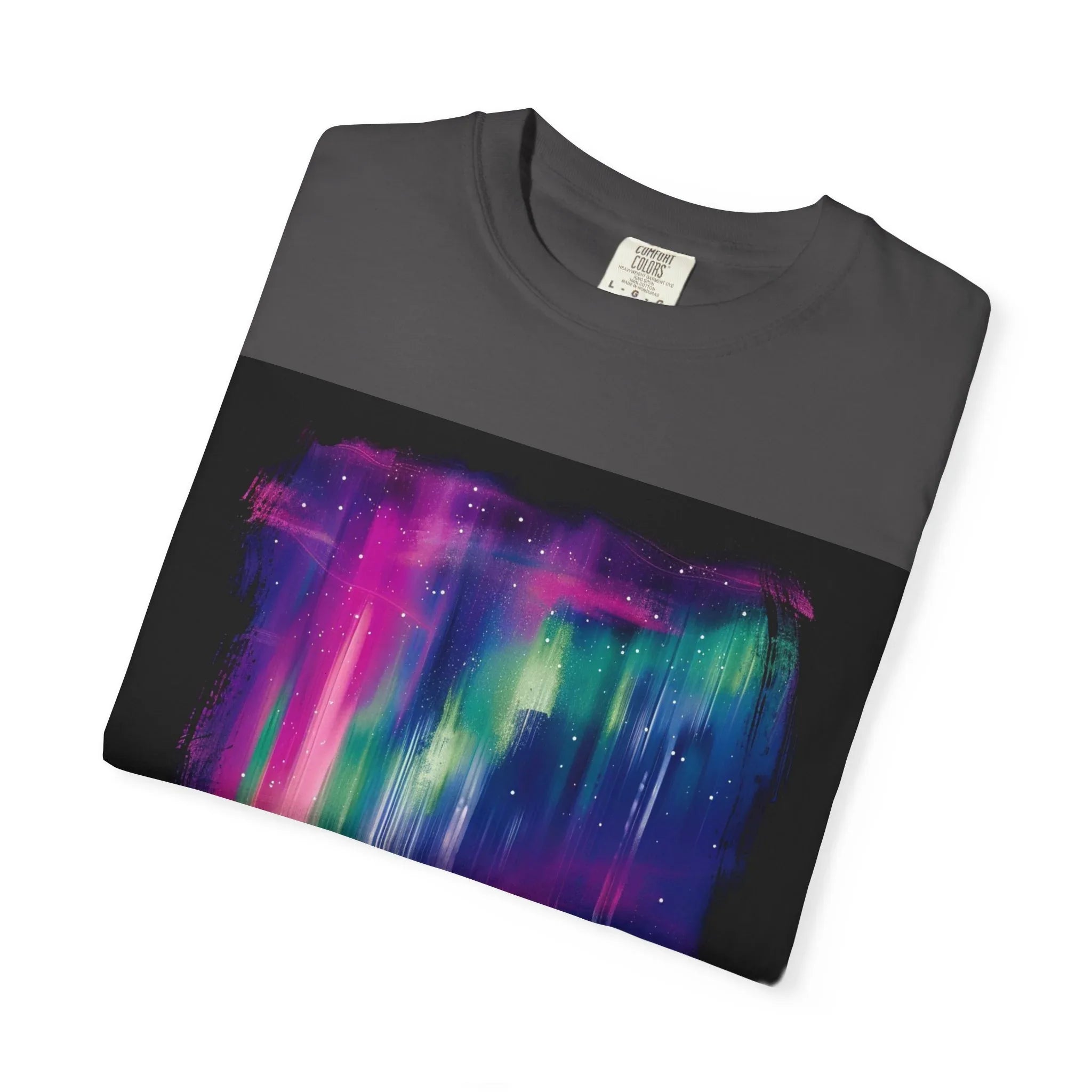 Neon Aurora Borealis T-shirt | Northern Lights Landscape, Night Sky Art - 250 USA Celebration