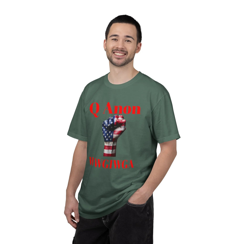 Q Anon Fist T-shirt | WWG1WGA Print - 250 USA Celebration
