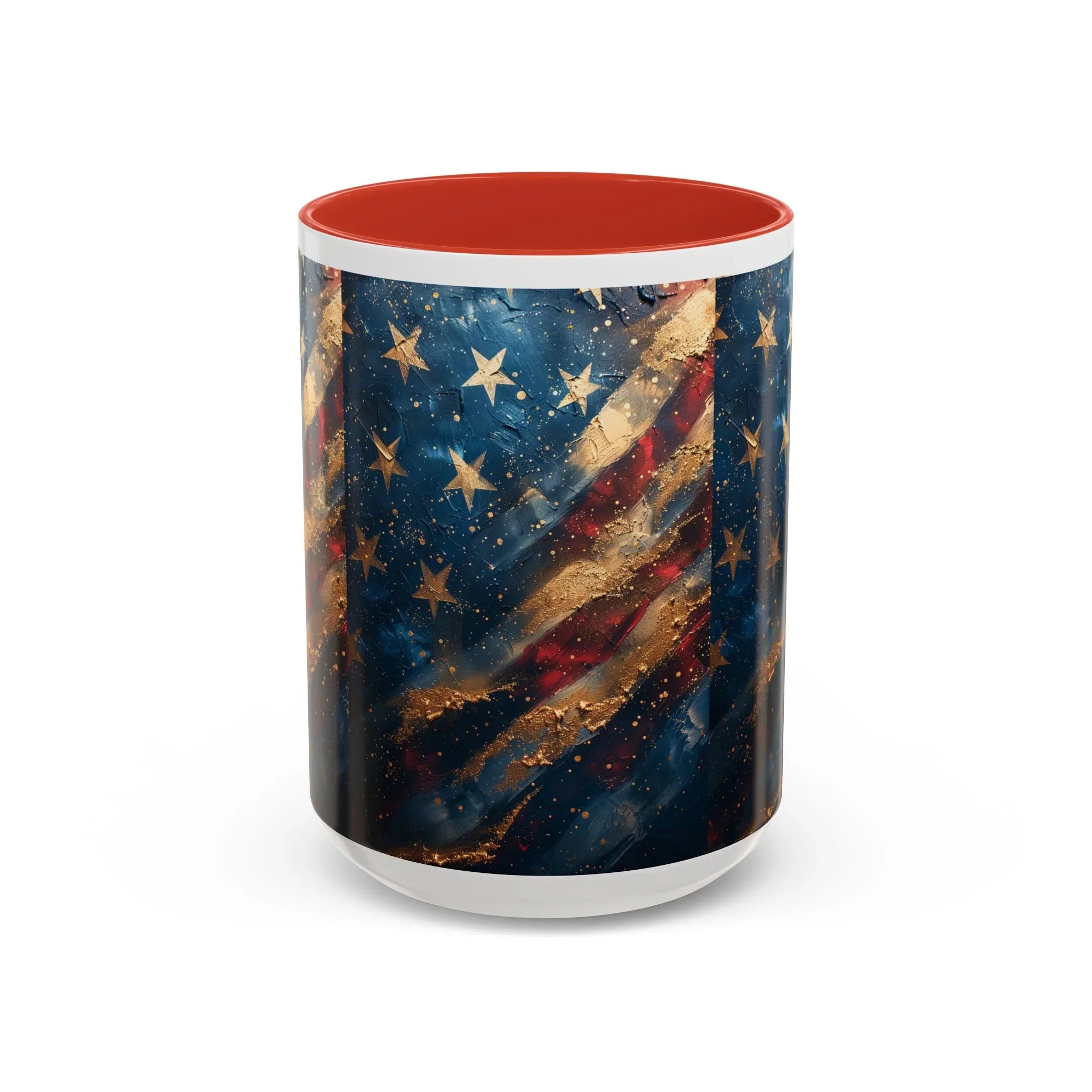 Distressed American Flag Accent Coffee Mug | 11oz 15oz - 250 USA Celebration