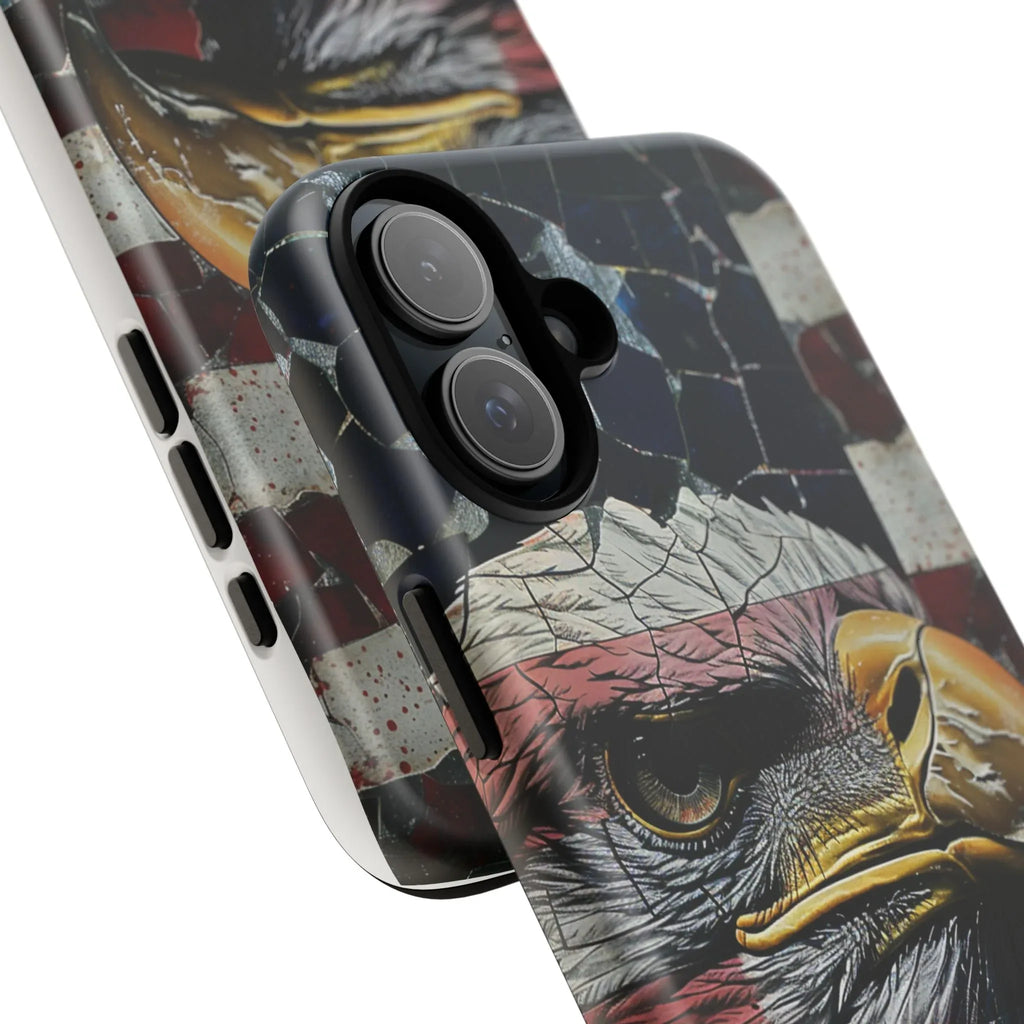 American Flag Bald Eagle phone case | Patriotic iPhone cover, cracked vintage flag design - 250 USA Celebration