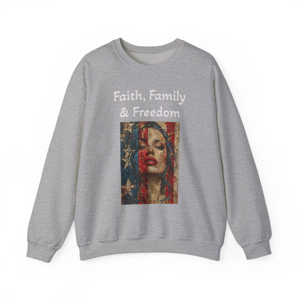 Patriotic Womens Merchandise, American Flag Apparel, USA Womens Crewneck Sweatshirts, Patriotic Dresses, Women's DayGear, Womens Sweatshirts - 250 USA Celebration