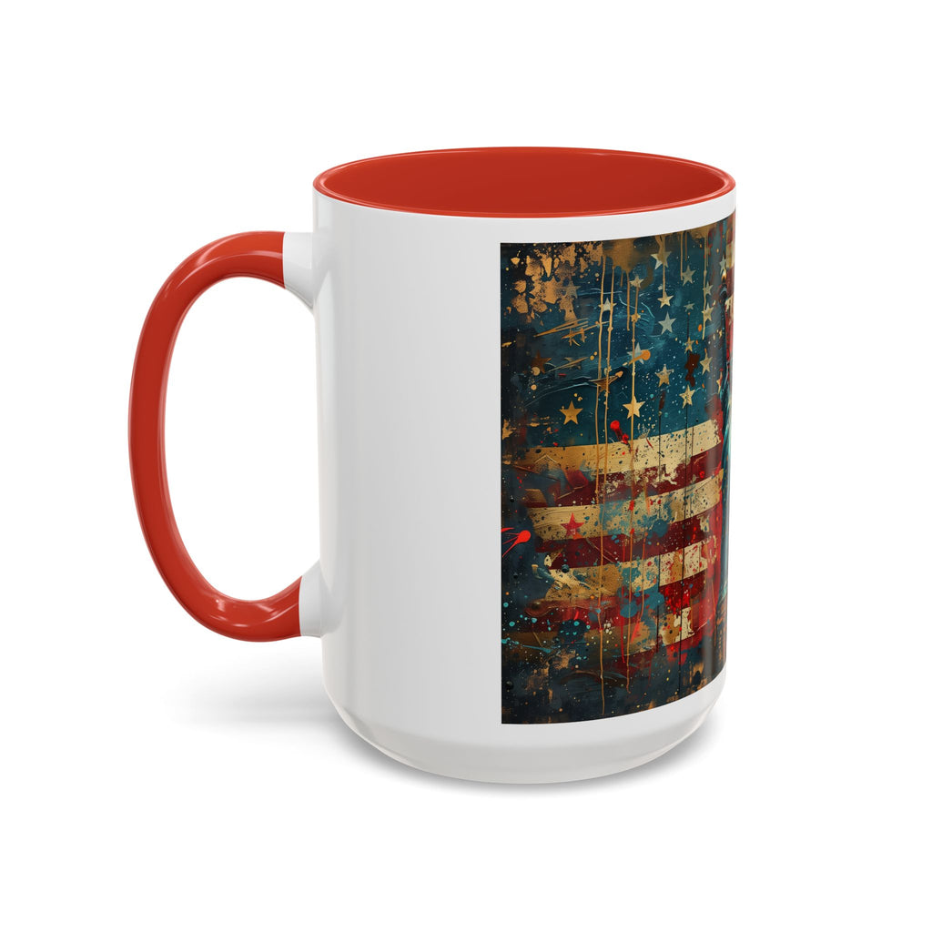 Liberty Statue American Flag Coffee Mug — Patriotic Vintage Accent Mug (11/15oz)