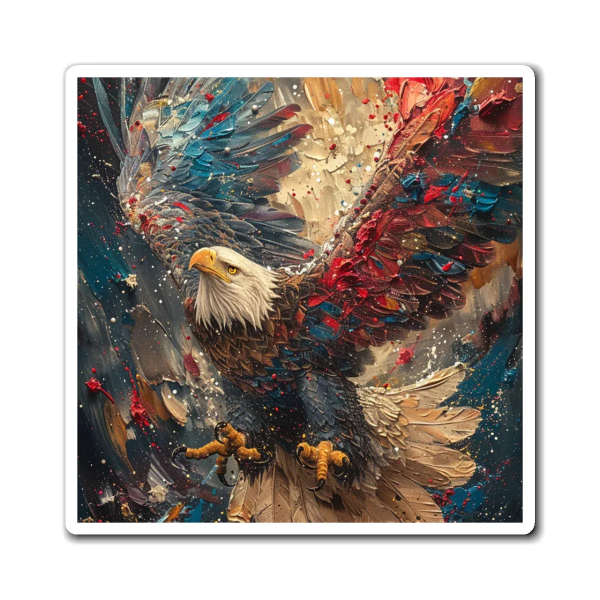 Patriotic Bald Eagle Magnets | Colorful Feather Art Magnet - 250 USA Celebration