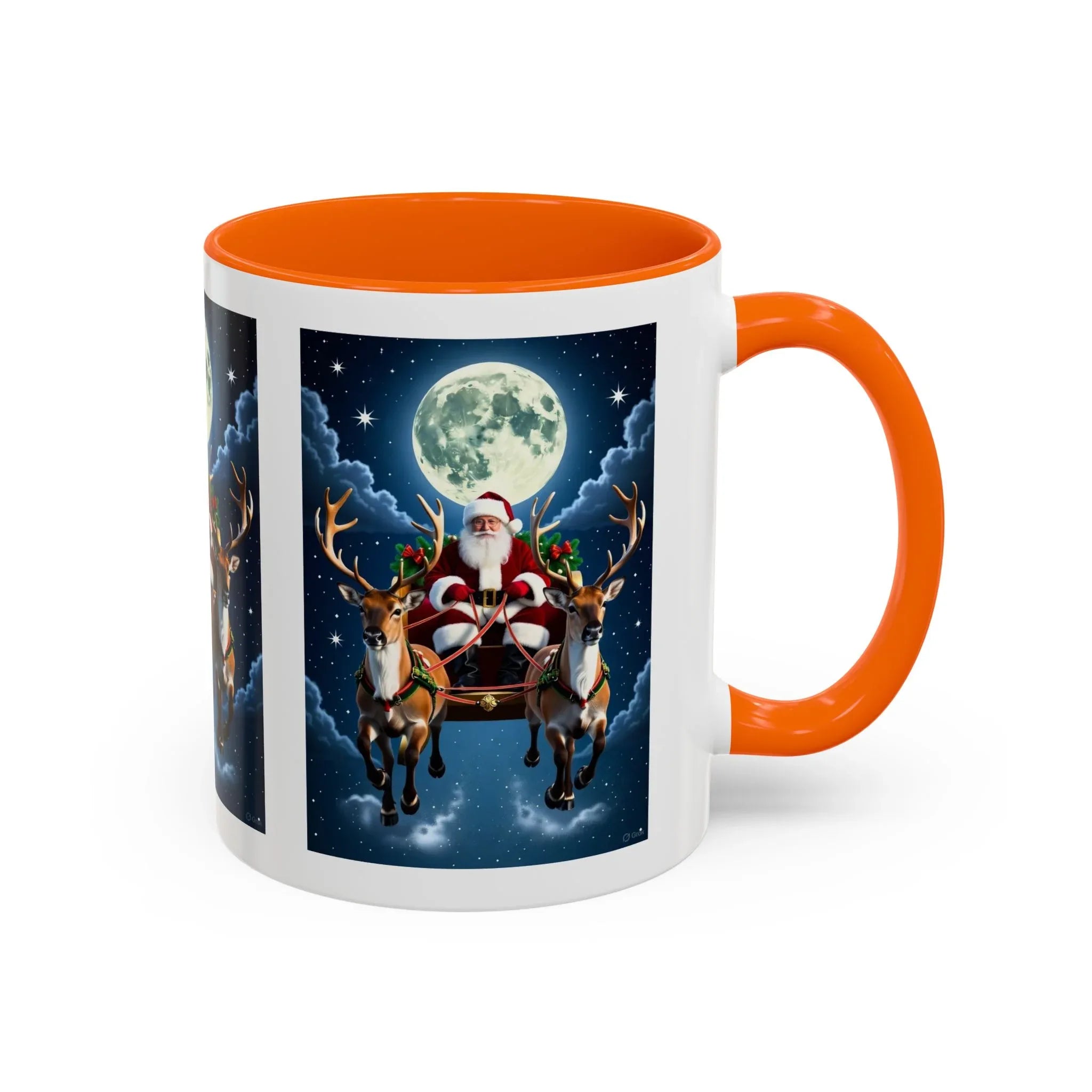 Santa Sleigh with Reindeer Coffee Mug | Christmas Moon Accent Mug - 250 USA Celebration