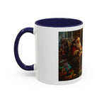 Santa Claus Fireplace Scene Accent Coffee Mug | Storybook Illustration, Rustic Cabin - 250 USA Celebration