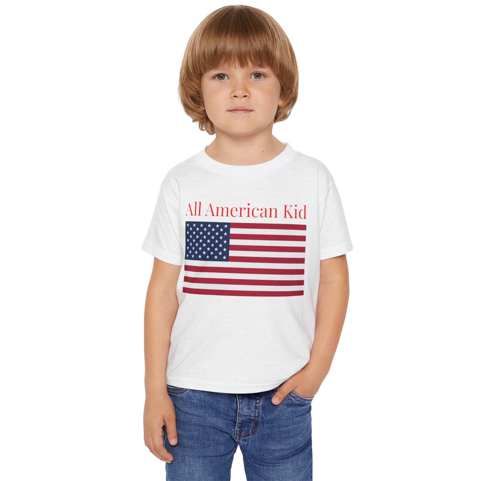 All American Kid Toddler T-Shirt — Patriotic Flag Tee for 4th of July & Memorial Day