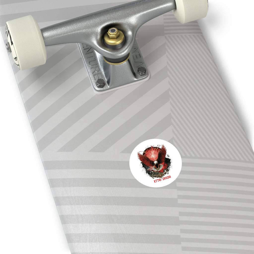 1776-2026 Eagle with Fireworks round sticker | Patriotic Sticker - 250 USA Celebration