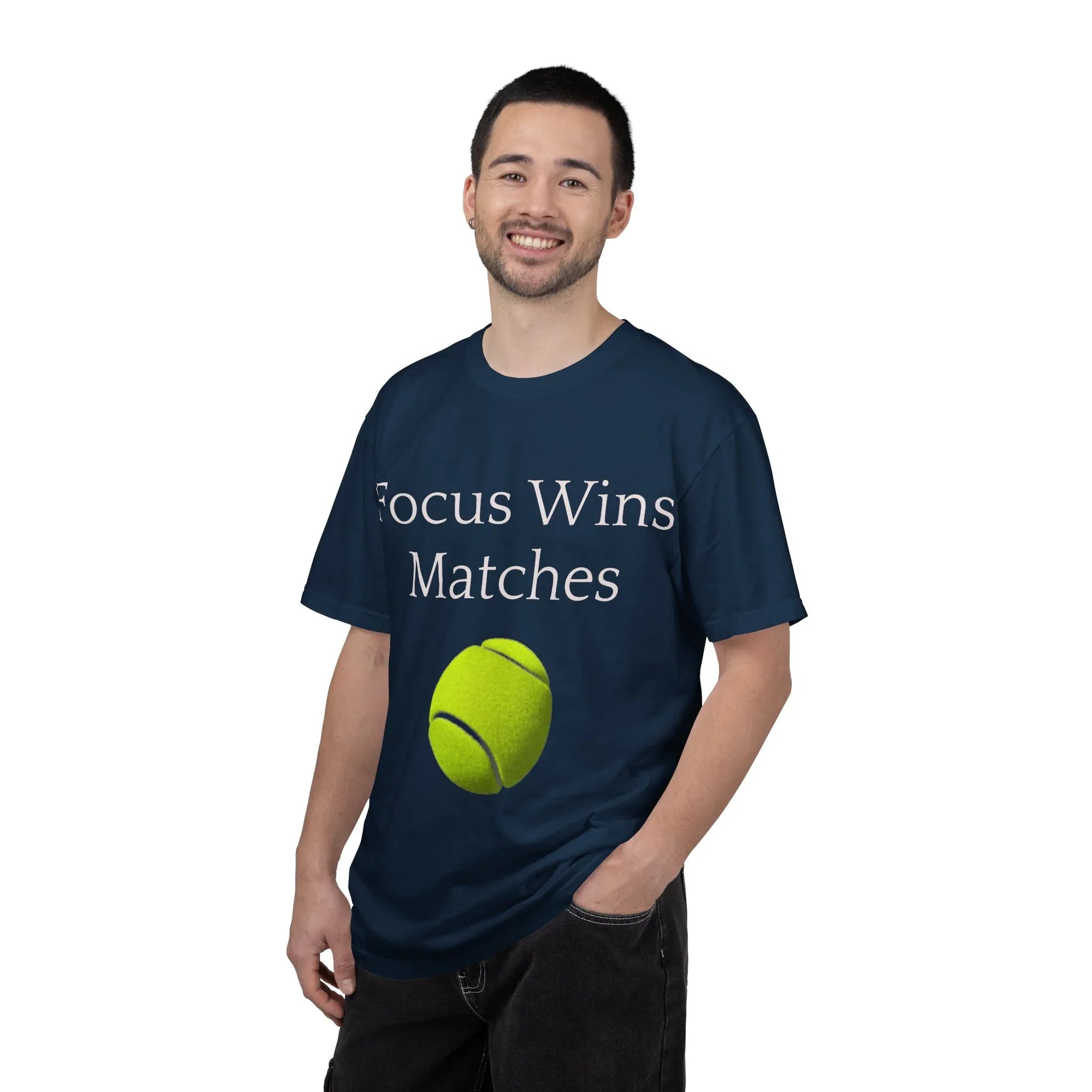 Focus Wins Matches Tennis Ball T-shirt | Tennis Graphic Tee - 250 USA Celebration