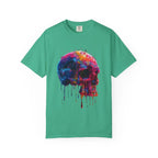 Colorful Drip Skull T-shirt | Watercolor Skull Shirt, Artistic Gothic Tee - 250 USA Celebration