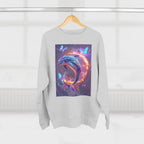 Neon Mystic Dolphin Ring sweatshirt | Glowing Butterflies, Fantasy Ocean Art - 250 USA Celebration