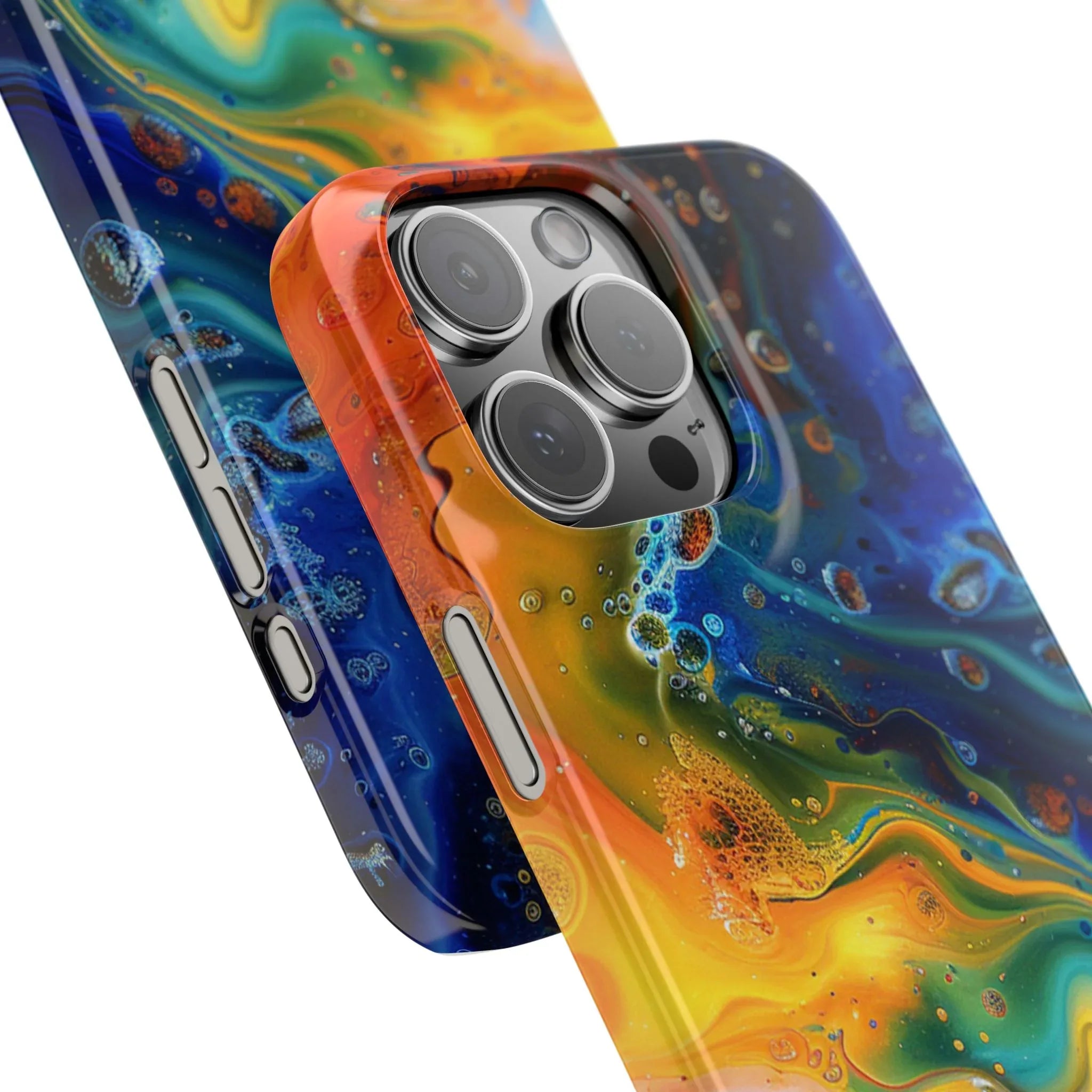 Abstract Color Swirl Slim Phone Case | Blue Orange Marble Galaxy - 250 USA Celebration