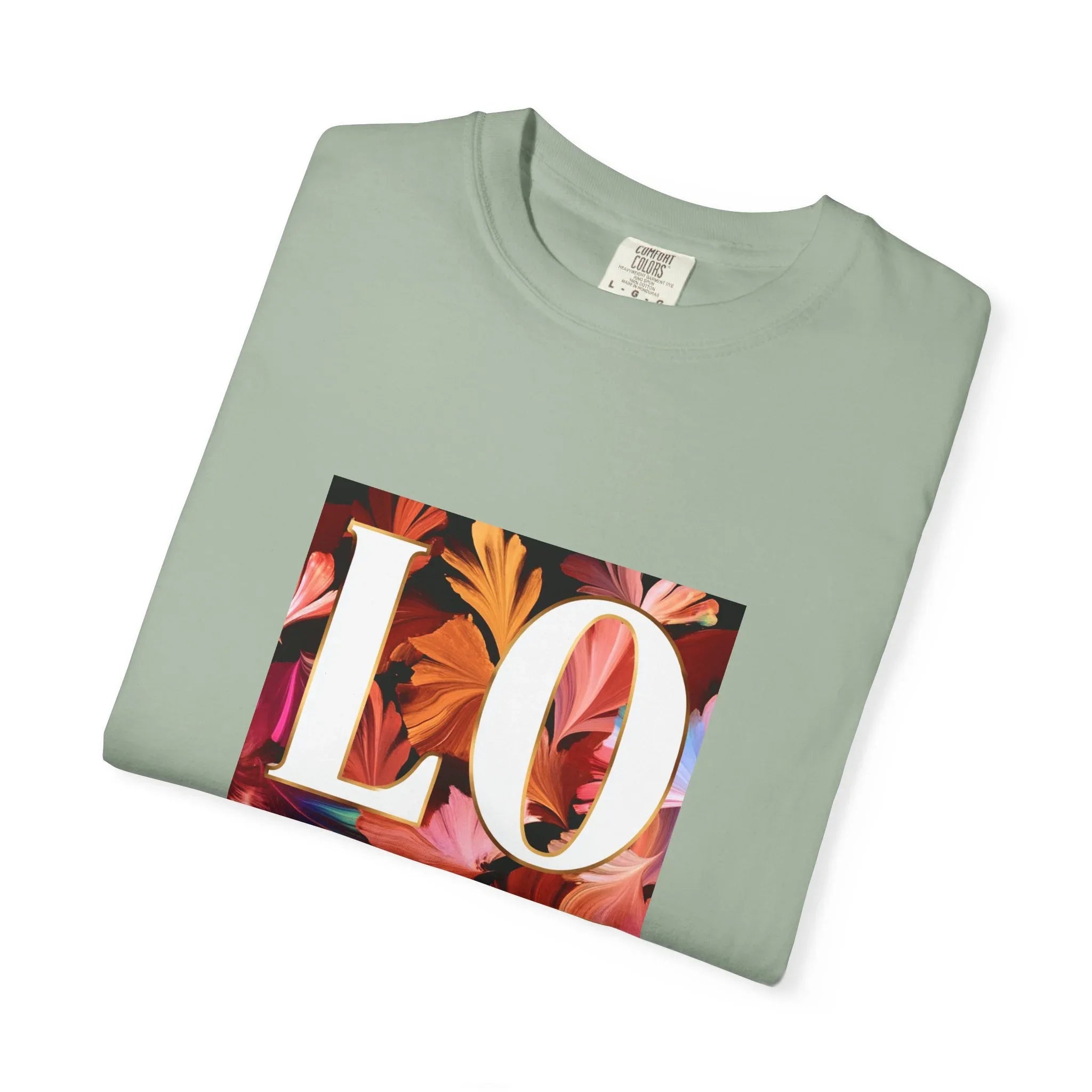 LOVE Floral Block T-Shirt | Tropical Flowers Typography - 250 USA Celebration