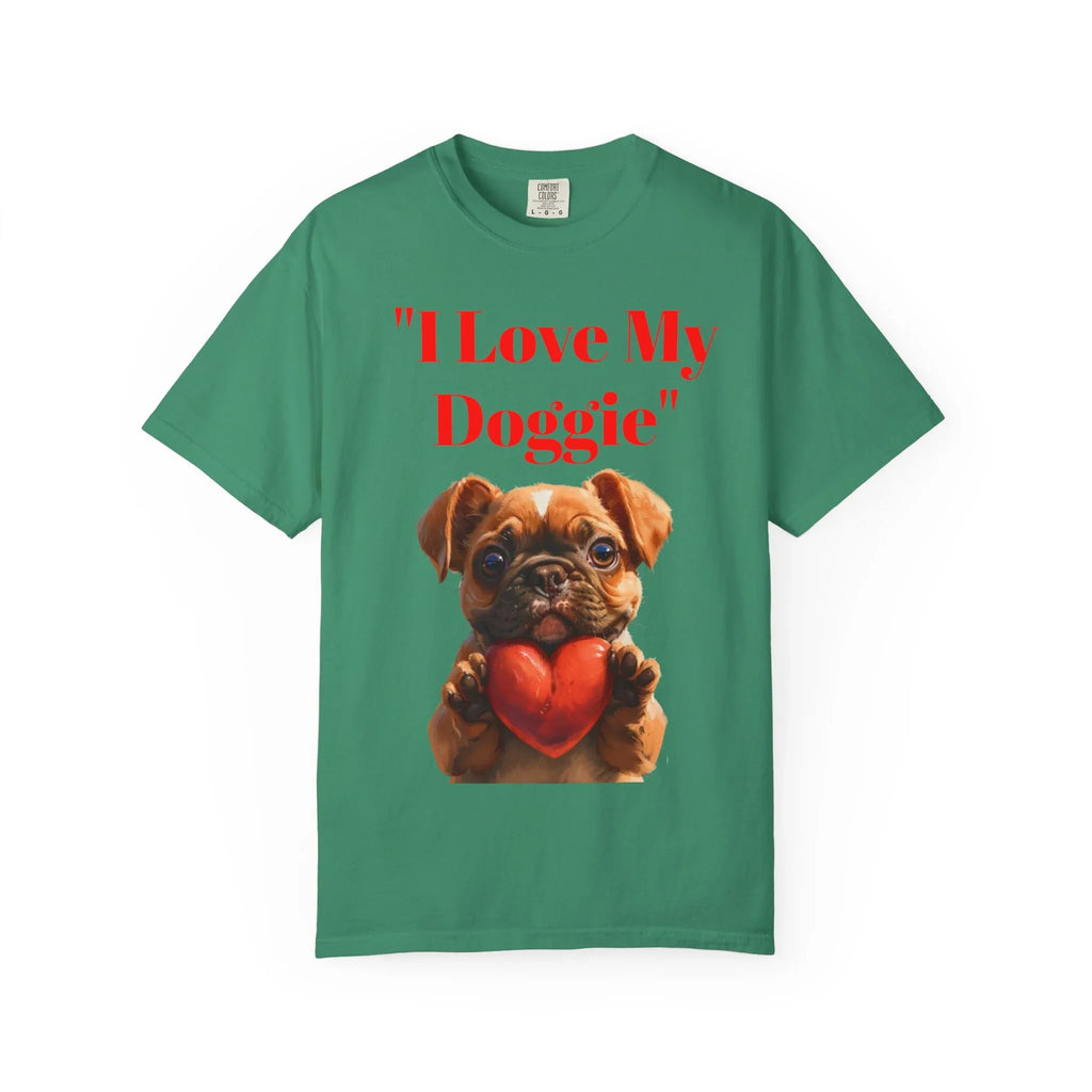 Cute French Bulldog Puppy Holding Red Heart T-shirt | Dog Lover Cartoon - 250 USA Celebration