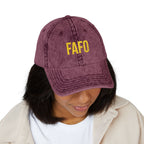 Vintage Embroidered Cap — FAFO Distressed Baseball Hat