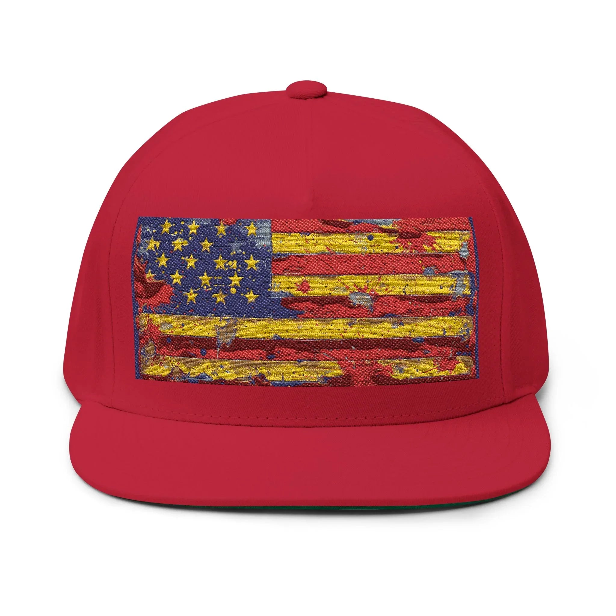 Patriotic Embroidered Flat Bill Cap | USA Flag Hat for Outdoor Events, Gifts, Festivals, July 4th, Summer Days - 250 USA Celebration