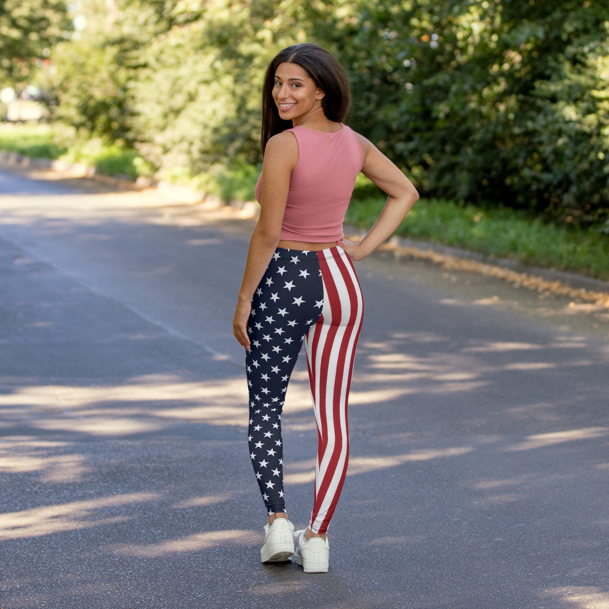 Patriotic American Flag Leggings - Women's Spandex Yoga Pants