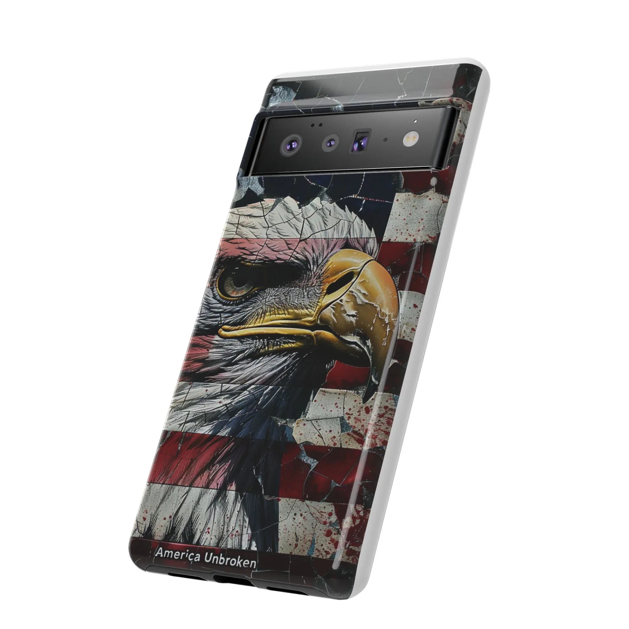 American Flag Bald Eagle phone case | Patriotic iPhone cover, cracked vintage flag design - 250 USA Celebration