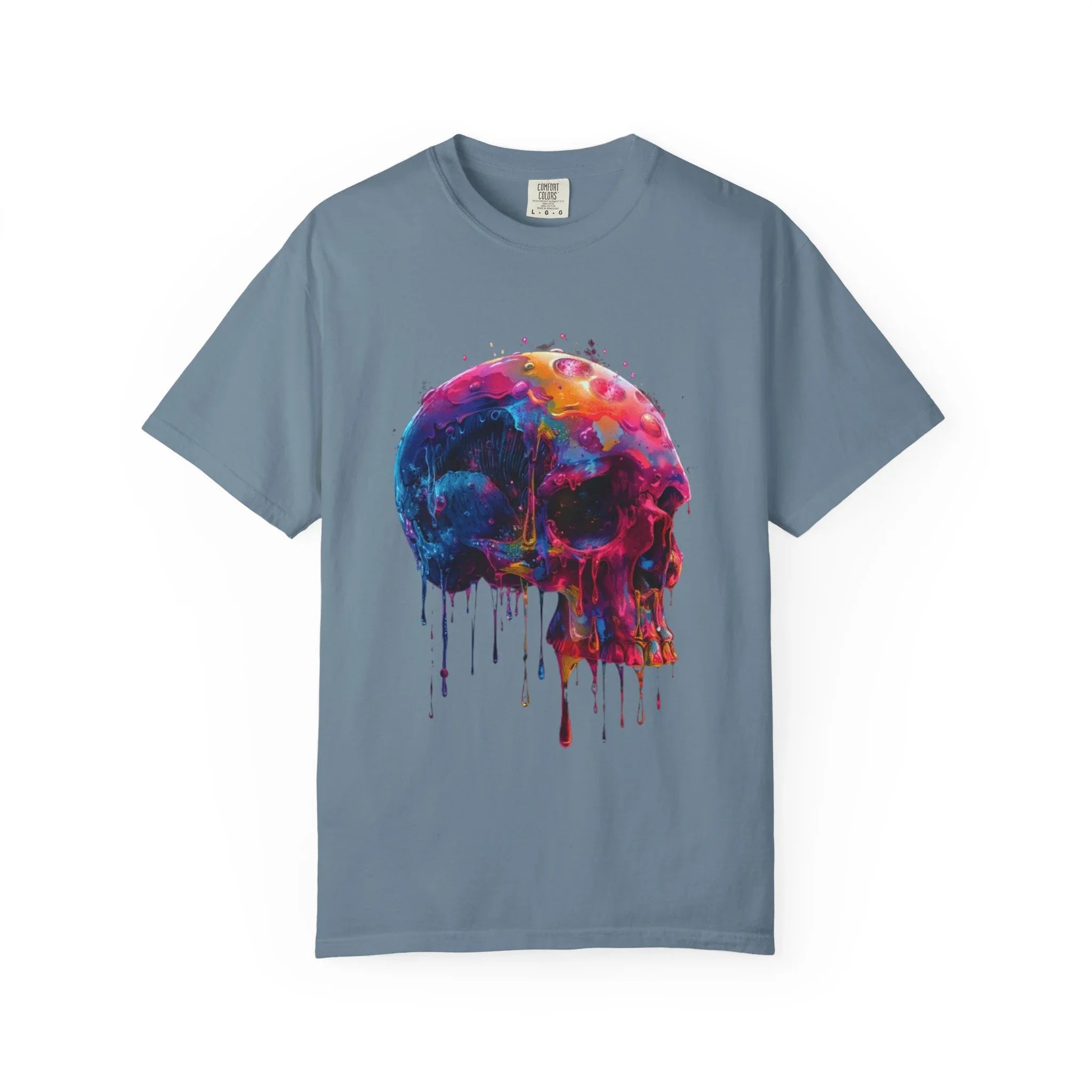 Colorful Drip Skull T-shirt | Watercolor Skull Shirt, Artistic Gothic Tee - 250 USA Celebration