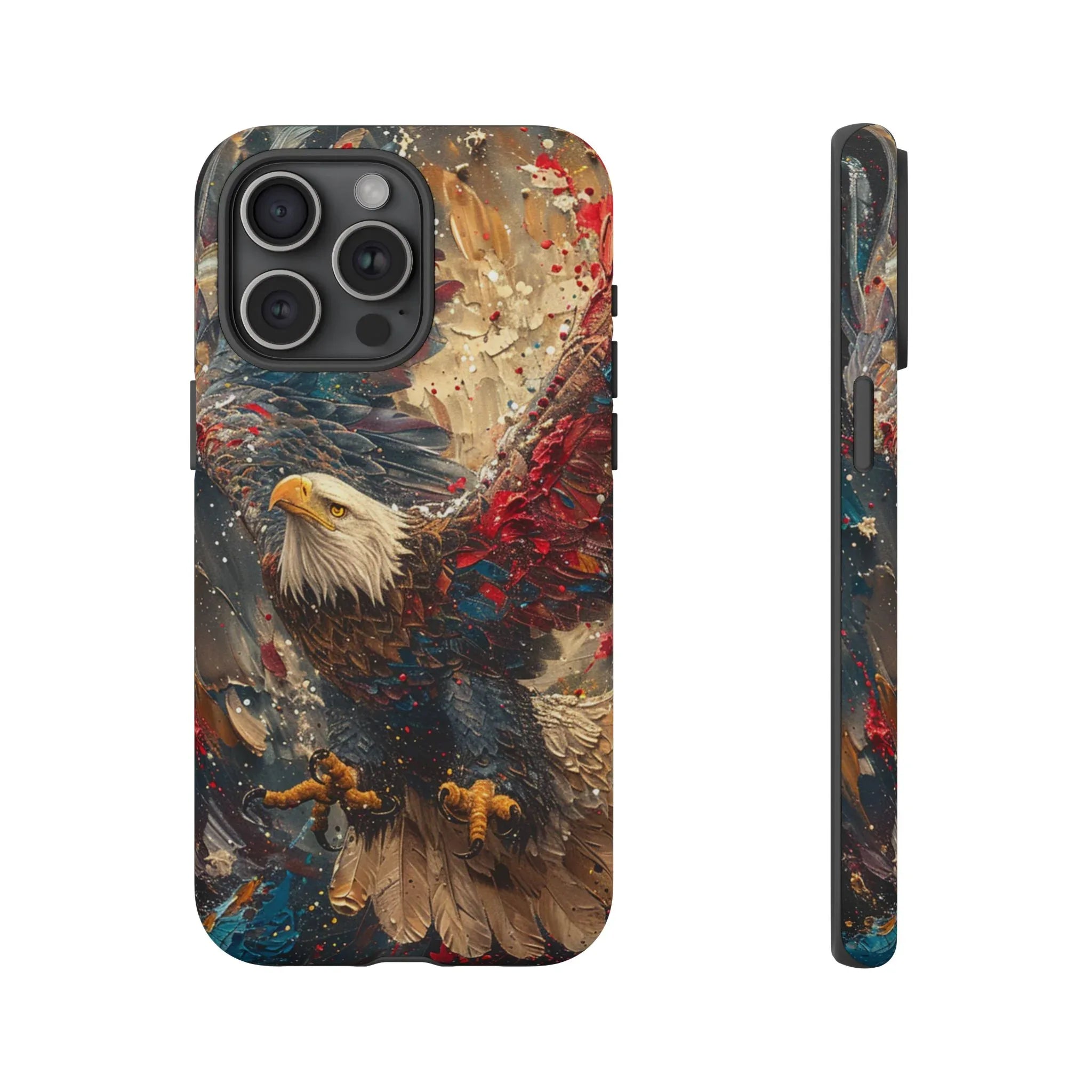 Patriotic Bald Eagle Tough Case | iPhone Phone Case, Red Blue Feather Art - 250 USA Celebration
