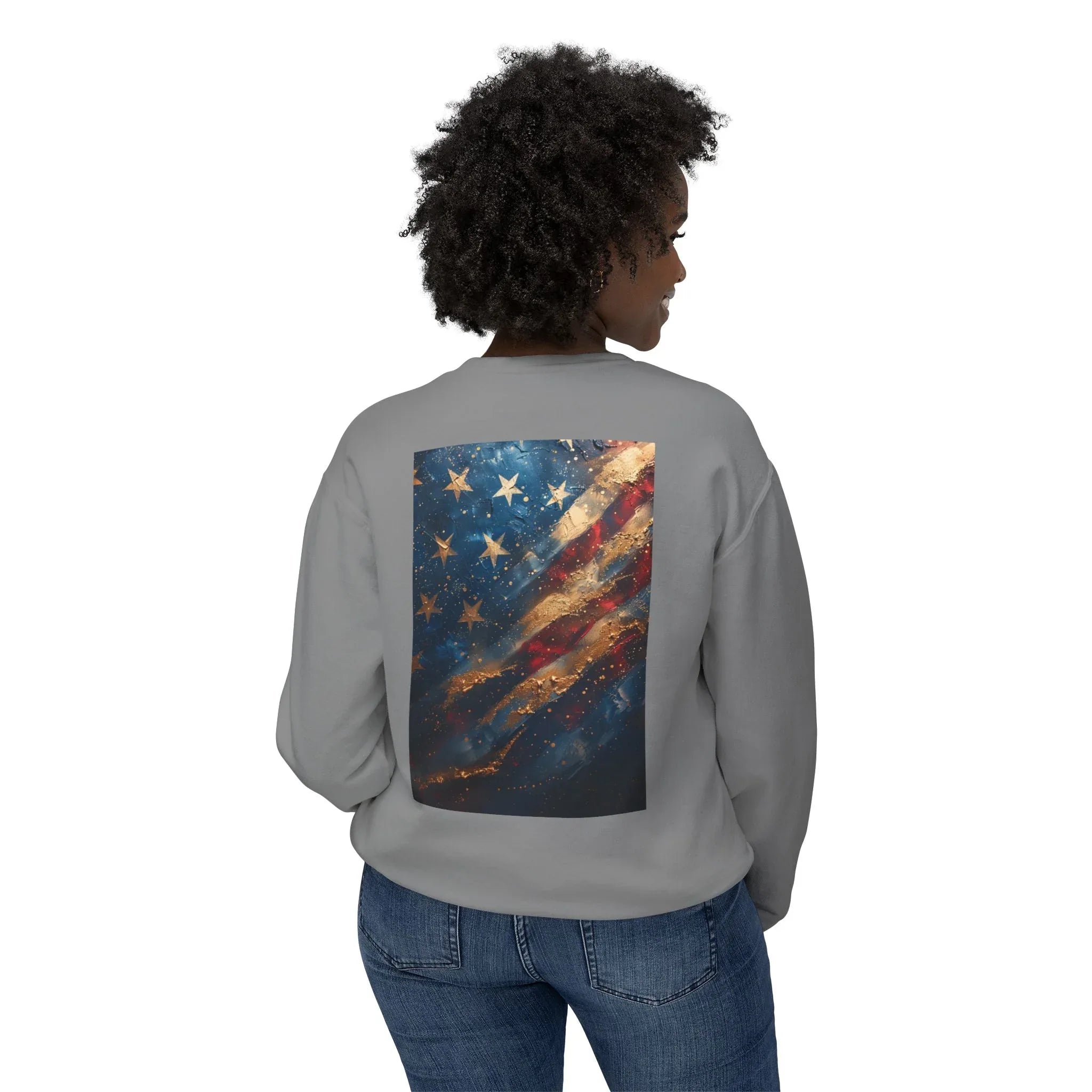 Lightweight Crewneck Sweatshirt, Patriotic American T-Shirts, Flag T-Shirts, Independence Tees, Funny Patriotic Shirts, Custom American Tees - 250 USA Celebration