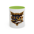 250th Anniversary American Flag Accent Coffee Mug — Patriotic 250th Year Anniversary Celebration Gift