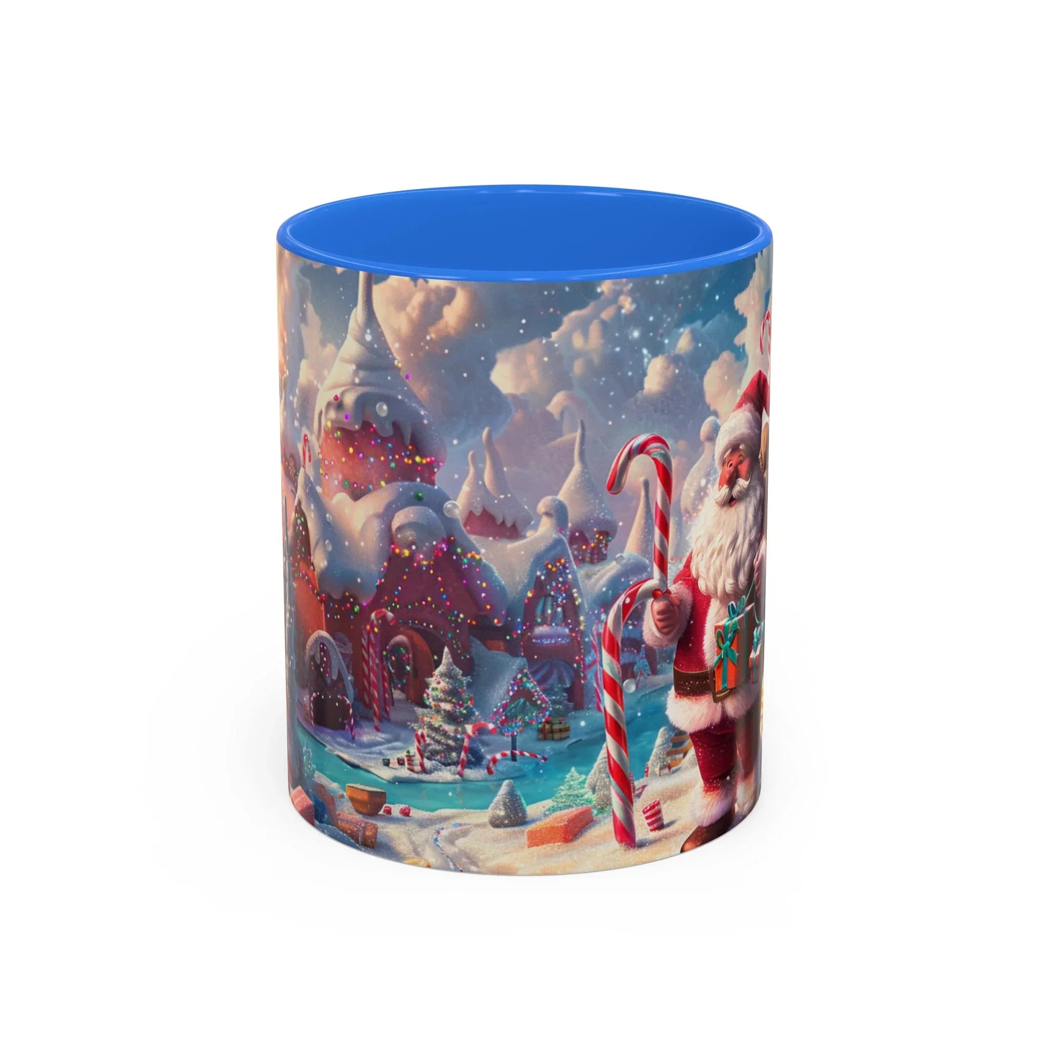 Festive Santa in Candy Wonderland mug | Holiday Christmas ceramic mug - 250 USA Celebration