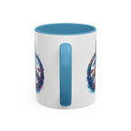 Psychedelic Mushroom Peace Sign Mug | Neon Tie-Dye Peace Script - 250 USA Celebration