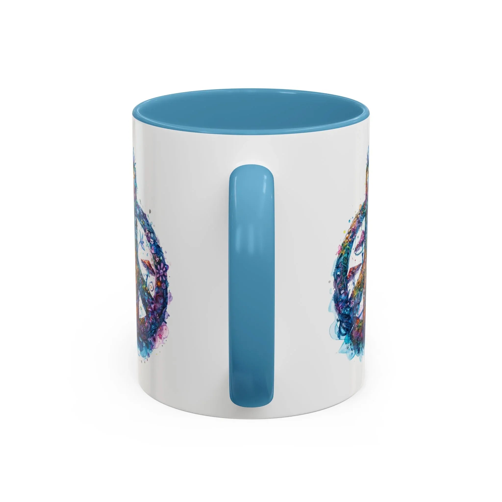 Psychedelic Mushroom Peace Sign Mug | Neon Tie-Dye Peace Script - 250 USA Celebration