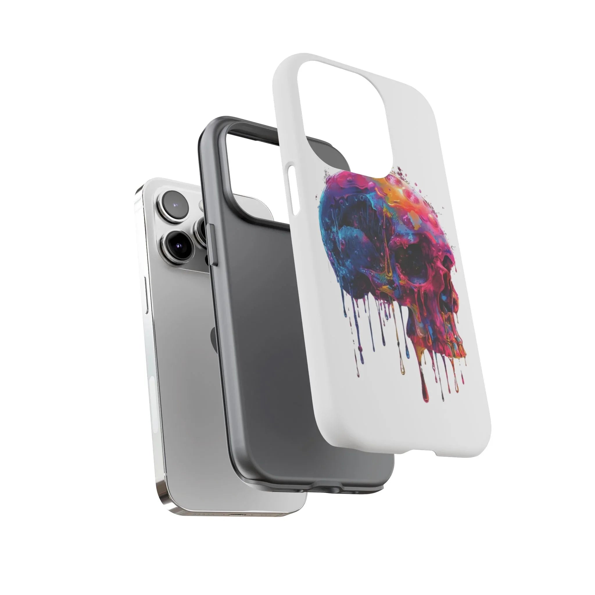 Colorful Drip Skull Phone Case | Hard Plastic Protective Case - 250 USA Celebration