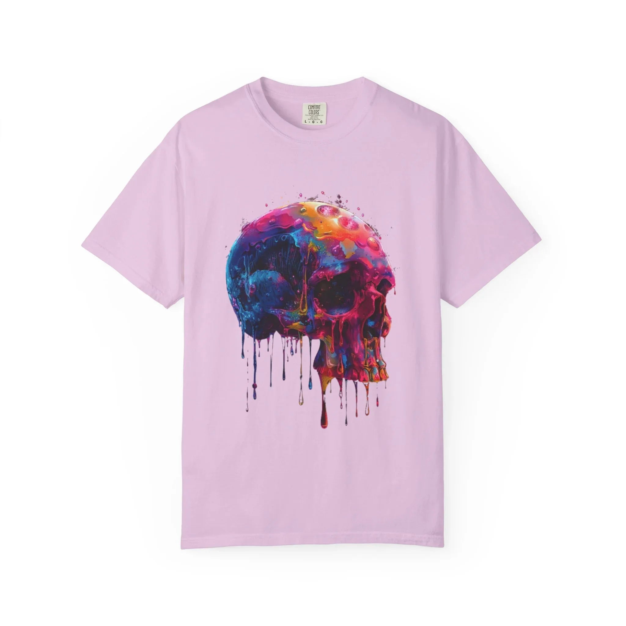Colorful Drip Skull T-shirt | Watercolor Skull Shirt, Artistic Gothic Tee - 250 USA Celebration