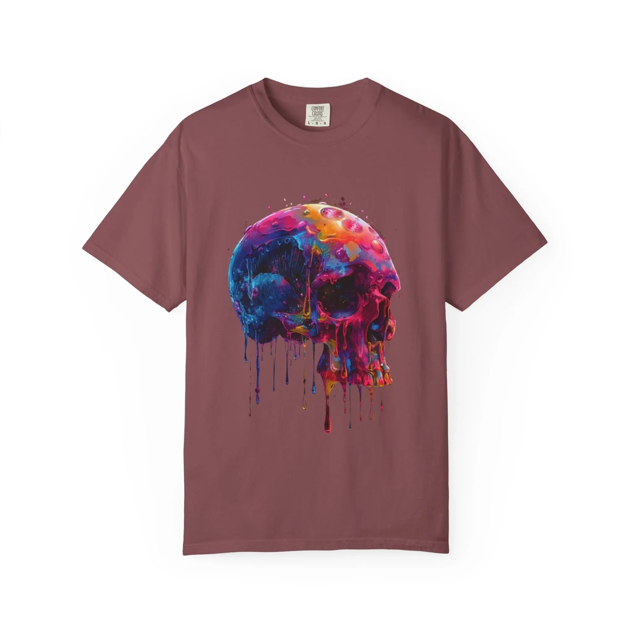 Colorful Drip Skull T-shirt | Watercolor Skull Shirt, Artistic Gothic Tee - 250 USA Celebration