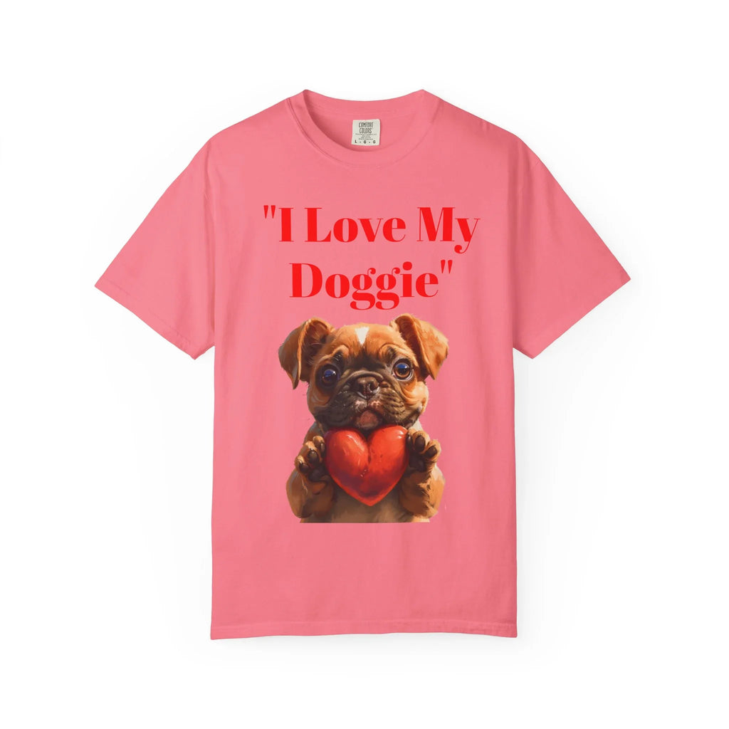 Cute French Bulldog Puppy Holding Red Heart T-shirt | Dog Lover Cartoon - 250 USA Celebration