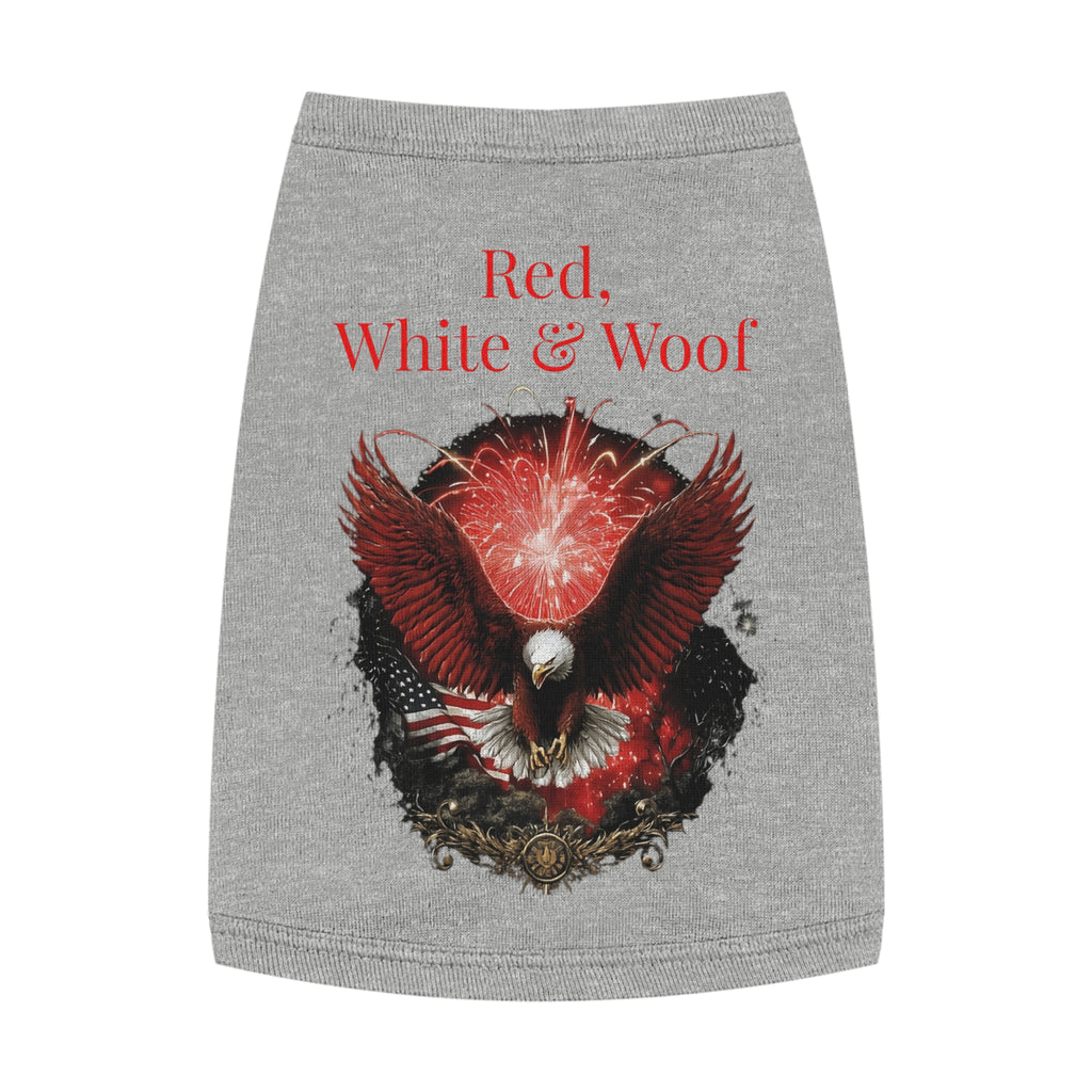 Red, White & Woof Patriotic Pet Tank Top — Bald Eagle Fireworks Dog Shirt for 4th of July
