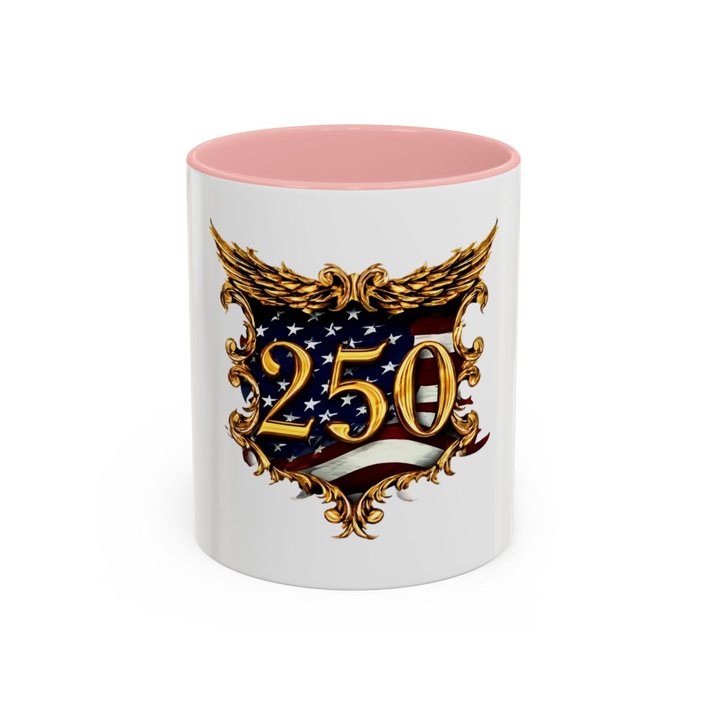 250th Anniversary American Flag Accent Coffee Mug — Patriotic 250th Year Anniversary Celebration Gift