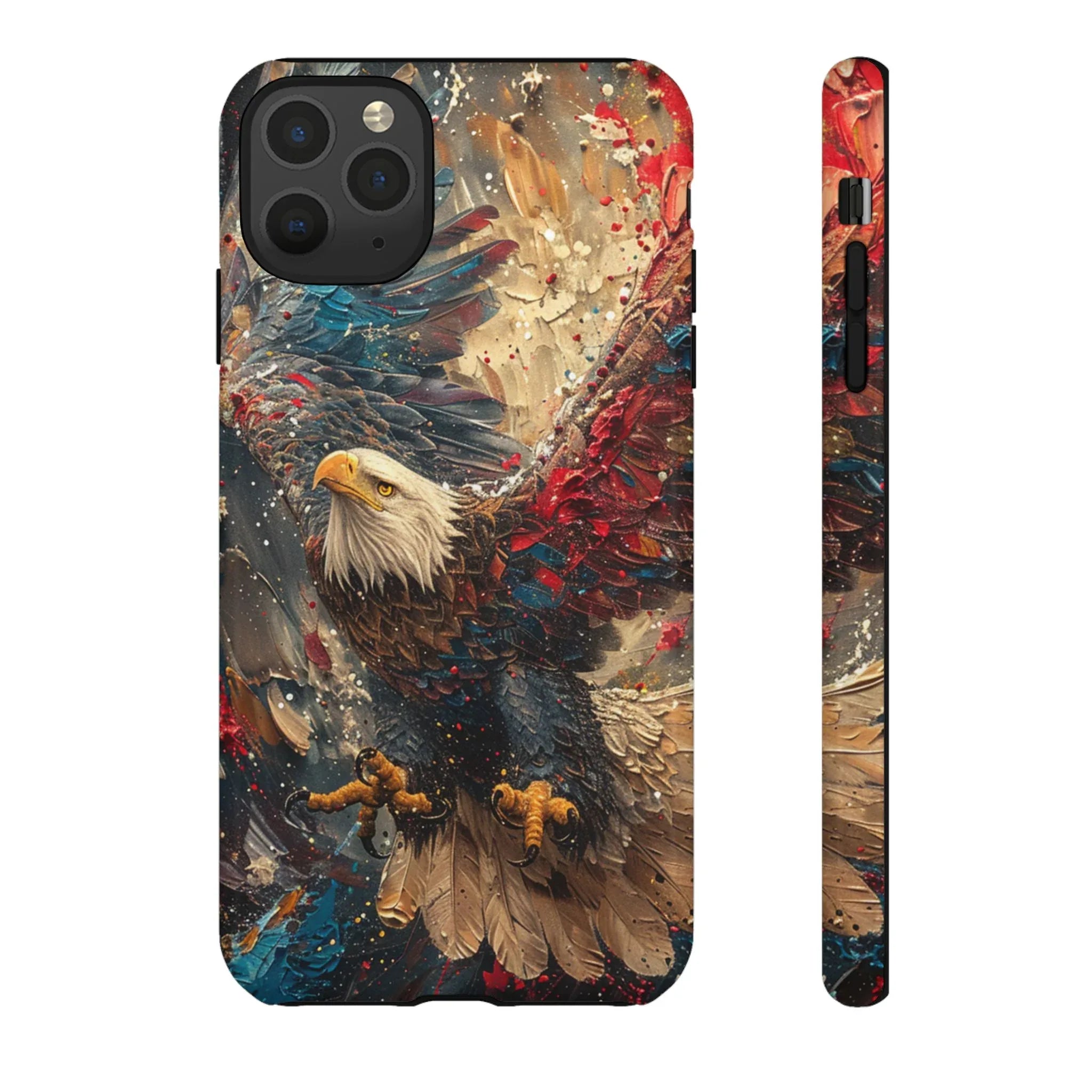 Patriotic Bald Eagle Tough Case | iPhone Phone Case, Red Blue Feather Art - 250 USA Celebration