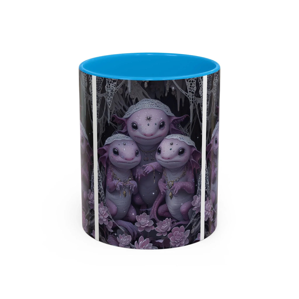Purple Axolotl Trio Mug | Cute Amphibian Art Ceramic Coffee Cup - 250 USA Celebration