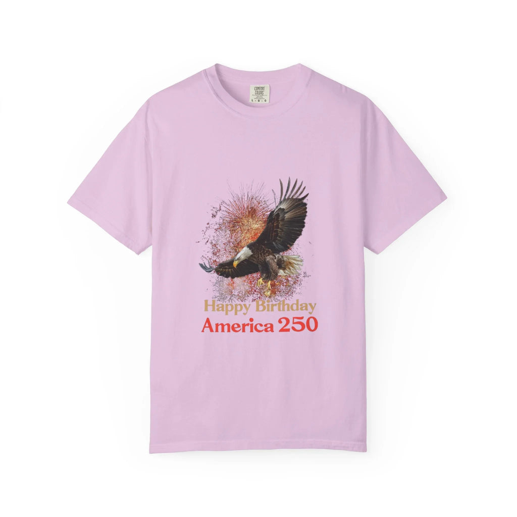 Eagle Illustration Happy Birthday America 250 T-Shirt | Patriotic Bald Eagle Tee - 250 USA Celebration